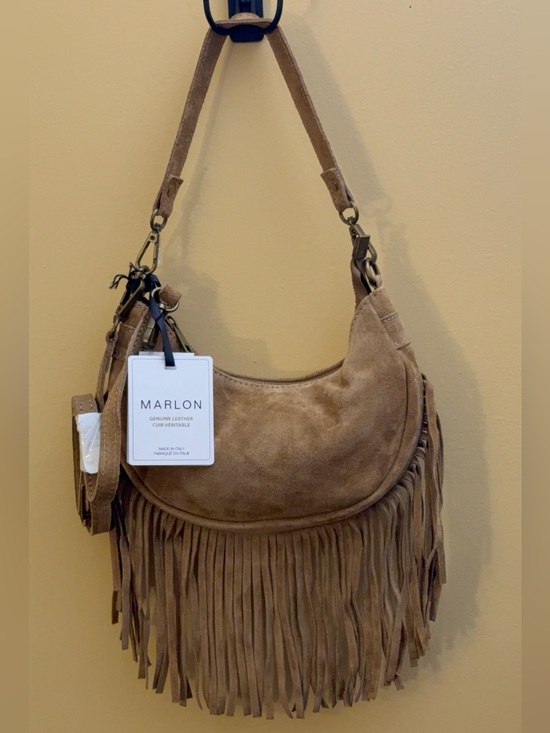 Marlon Handbags - Marlon Genuine Leather Suede Fringe Shoulder-Crossbody Bag Made in Italy NWT